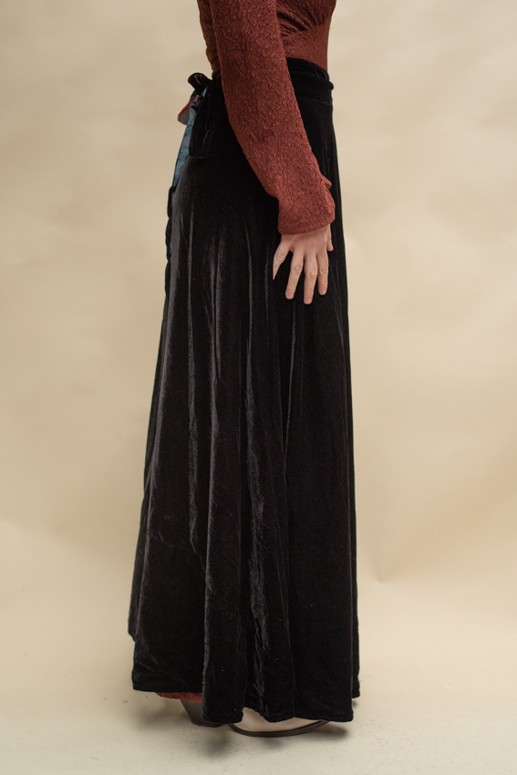 Dubbelzijdige velvet wikkel rok