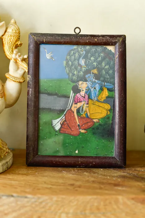 Vintage schilderijtje Krishna
