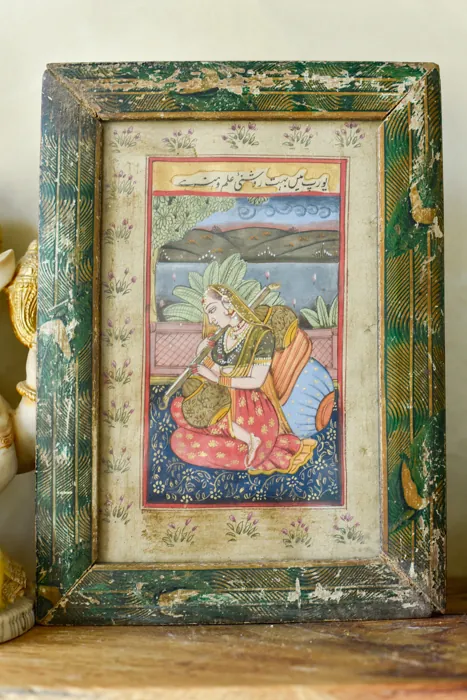 Vintage schilderijtje Indian art