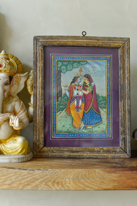 Vintage schilderijtje Krishna