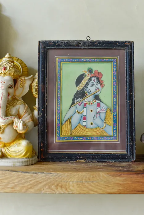 Vintage schilderijtje Krishna