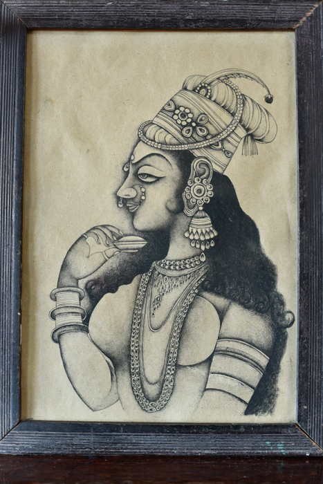 Vintage schilderijtje Indian art