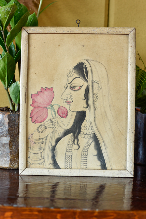 Vintage schilderijtje Indian art