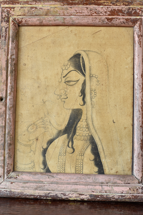 Vintage schilderijtje Indian art