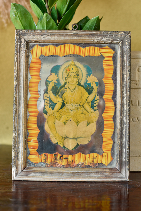 Vintage glas schilderij Laxmi