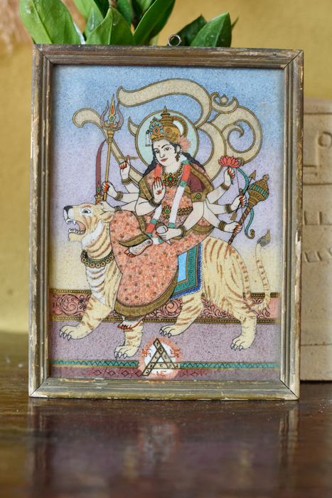 Vintage glas schilderij Durga